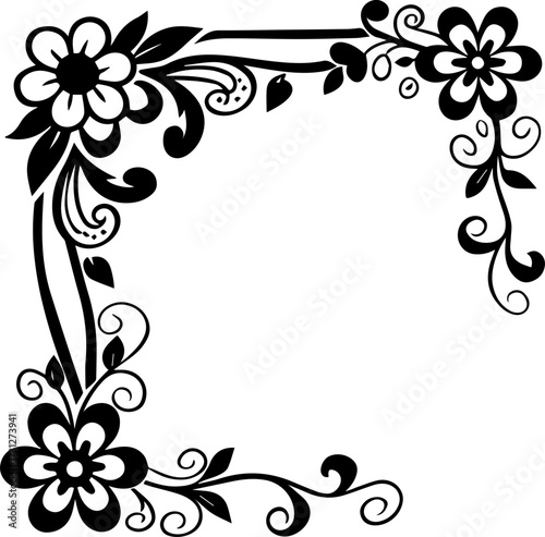 SVG vector illustration of a decorative corner frame border design.Elegant Floral Border Design with Decorative Elements