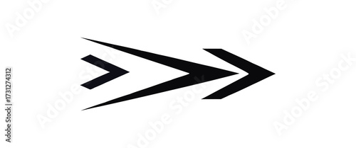 Triple Arrow Vector Icon in Black Isolated on White Background Illustrating Movement
