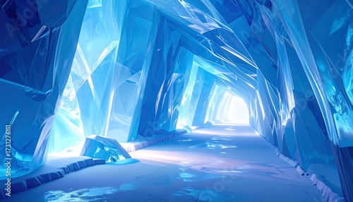 Crystalline blue ice tunnel