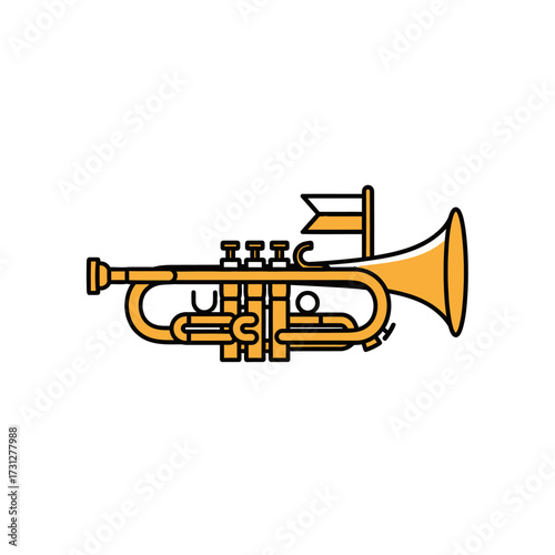Simple Line Art Illustration of a Trumpet