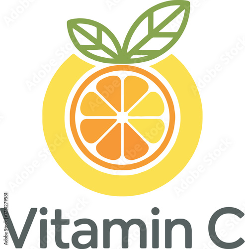 Vitamin c health benefits immune system booster orange logo
