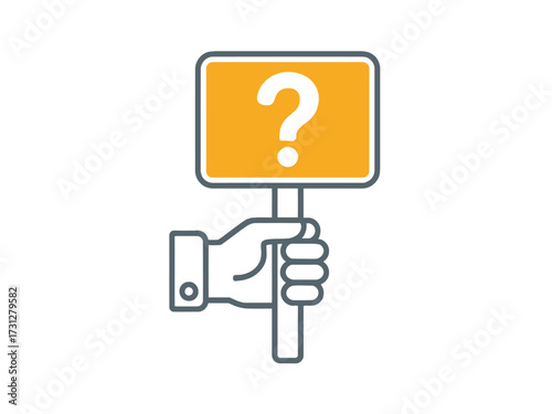 Question mark sign held in hand icon vector illustration