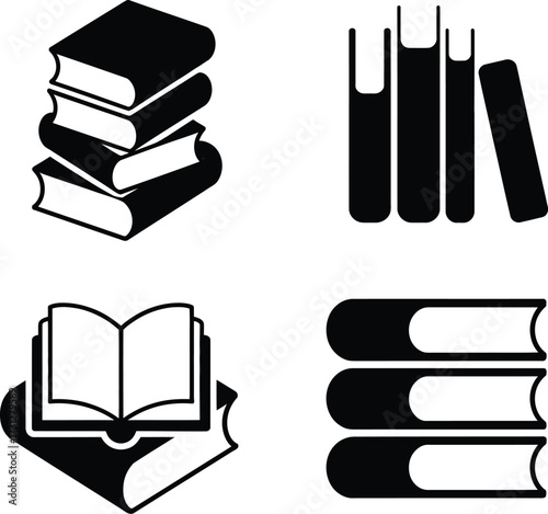 Book stack vector illustration education reading library icon