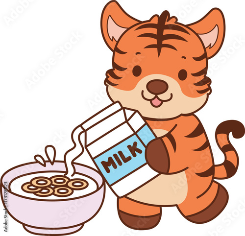 Illustrations of cute tiger character vector clip art for kids.