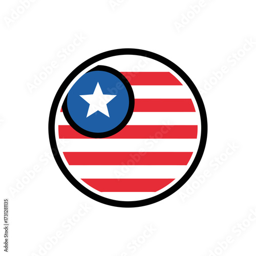 Free Download Liberia Flag Circle Icon with Star and Stripes Design - GFXLoad