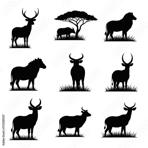African Wildlife Silhouette Collection