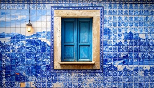 Blue Window on Tiled Wall - A Glimpse of Portuguese Art.