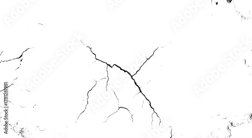 Black and white grunge crack texture. old wall background crack vector, grunge texture. crack on the wall with broken pieces.
