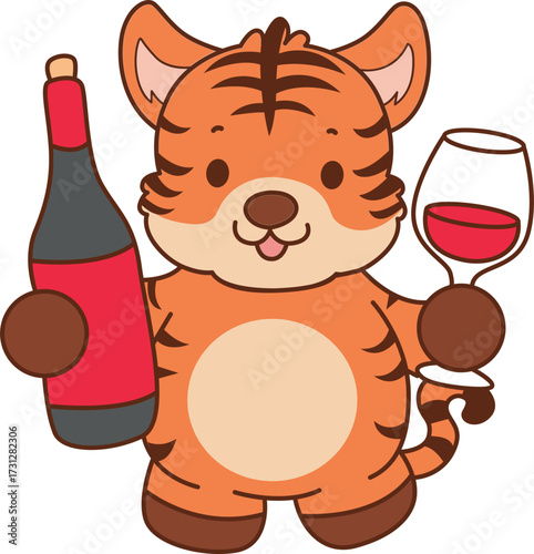 Illustrations of cute tiger character vector clip art for kids.