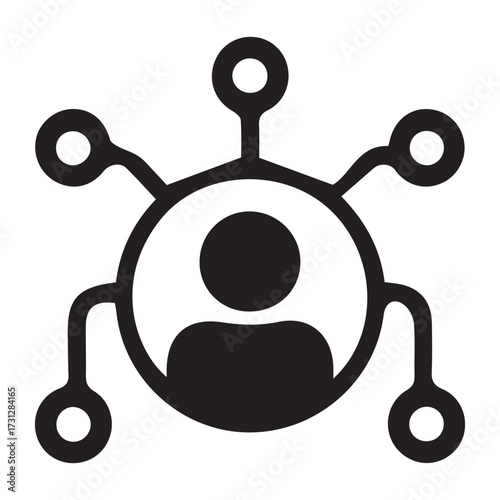 Technical gear with user symbol representing staff coordination and corporate management system