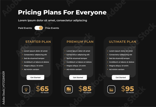 Modern price comparison table for products or services