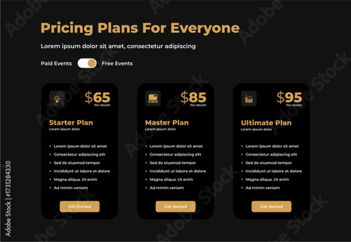 Modern price comparison table for products or services