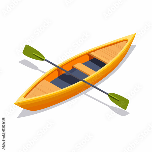 Explore the open water with a vibrant yellow canoe and paddle, perfect for leisure, travel, and adventure, ready for your next journey.