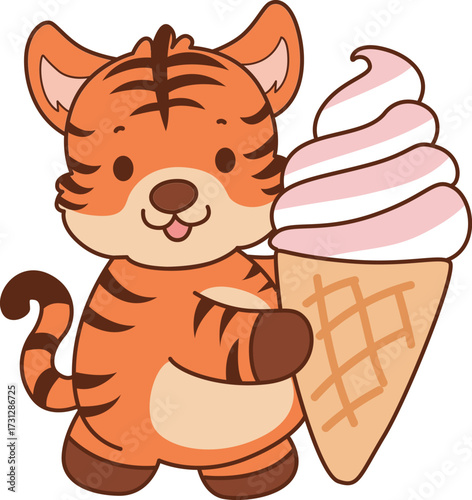 Illustrations of cute tiger character vector clip art for kids.