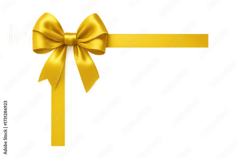 Fototapeta premium Yellow satin ribbon and bow creating a beautiful gift wrapping design on a transparent background
