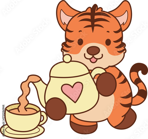 Illustrations of cute tiger character vector clip art for kids.