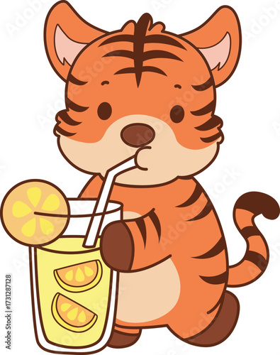 Illustrations of cute tiger character vector clip art for kids.