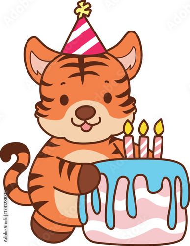 Illustrations of cute tiger character vector clip art for kids.
