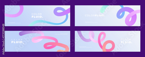 Gradient pastel color dynamic line, vector background illustration, design template set collection, abstract line, poster, flyer, brochure, printable template