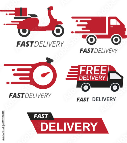 Fast Delivery Service Illustration with Electric Scooter, Speed Lines and Parcel Box for Courier, Logistics, E-commerce, and Food Delivery App Concept. Dynamic Urban Transportation Vector Art.