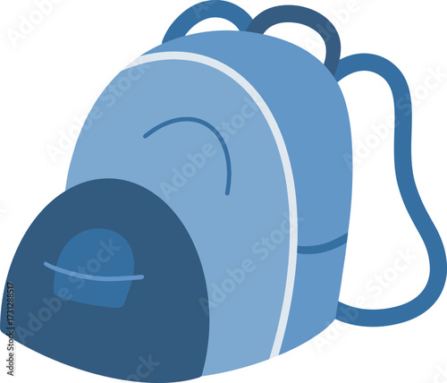 Blue school backpack with shoulder straps