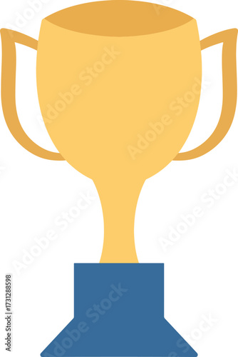 Golden trophy cartoon on transparent background