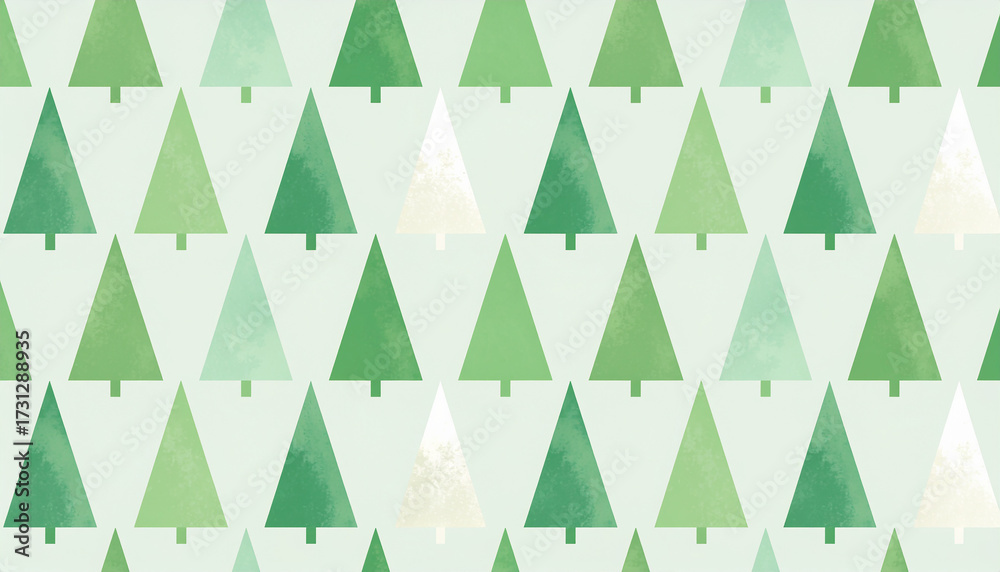 A cartoon vector seamless pattern of pine trees arranged in rows, stylized triangular shapes with soft green tones, flat playful style. A cartoon vector seamless pattern of pine trees arranged in rows, stylized triangular shapes with soft green tones, flat playful style.