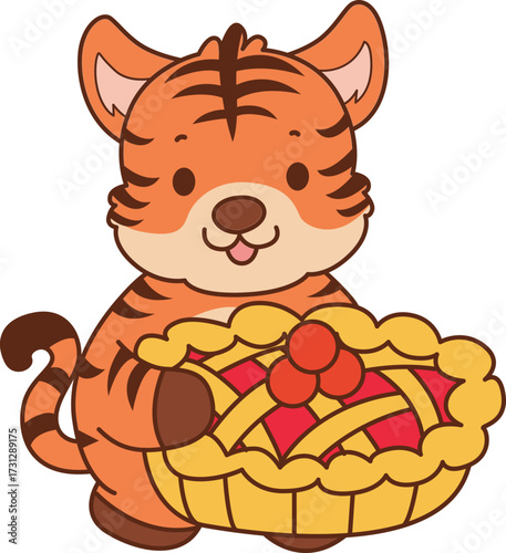 Illustrations of cute tiger character vector clip art for kids.