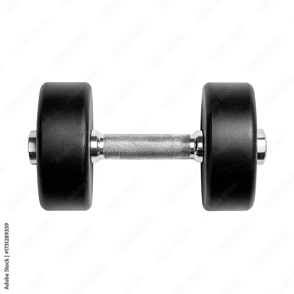 Fototapeta premium Black-coated dumbbell with a chrome-plated bar