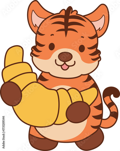 Illustrations of cute tiger character vector clip art for kids.