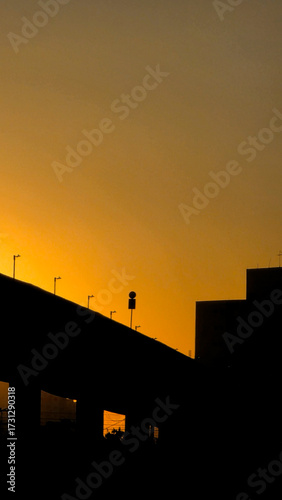 sunset over the city