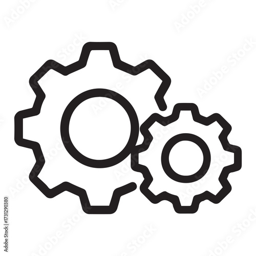 Modern black gear illustration for software development and system configuration concept