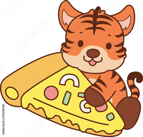 Illustrations of cute tiger character vector clip art for kids.