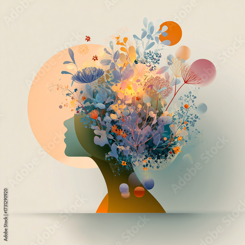 Abstract Mind Bloom Woman Silhouette Illustration
