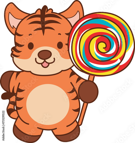 Illustrations of cute tiger character vector clip art for kids.