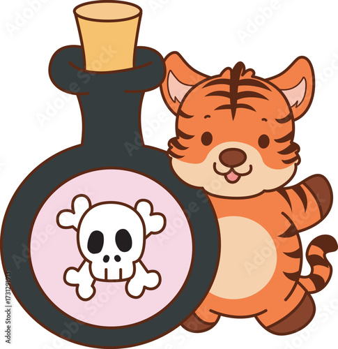 Illustrations of cute tiger character vector clip art for kids.