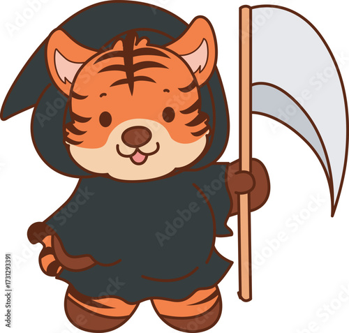 Illustrations of cute tiger character vector clip art for kids.