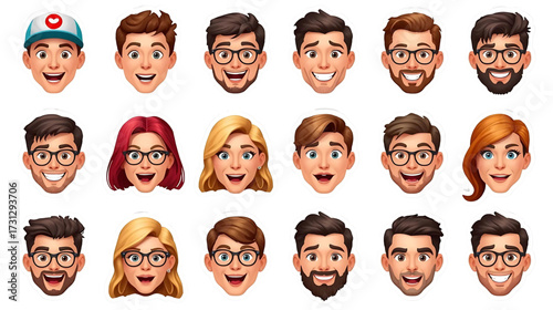 set of funny faces