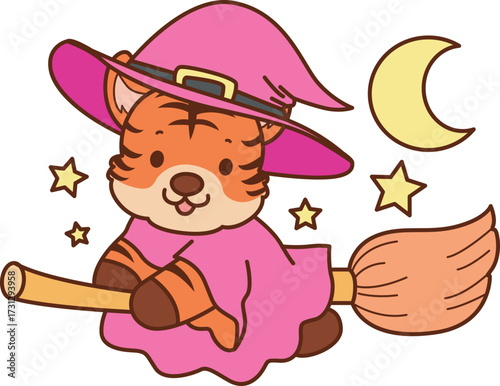 Illustrations of cute tiger character vector clip art for kids.