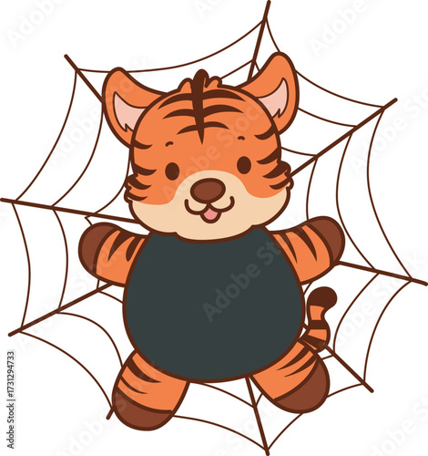 Illustrations of cute tiger character vector clip art for kids.