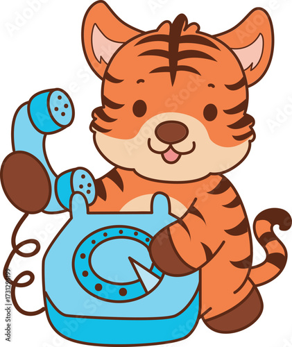 Illustrations of cute tiger character vector clip art for kids.