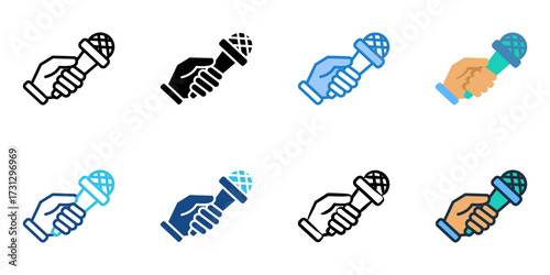 Interview icon set multiple style collection 
