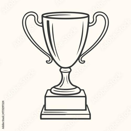 Vector art of a simple line drawing of a trophy, isolated on a plain background, representing achievement and victory