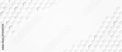 Hexagon white abstract background with soft light and shadow.  Vector.