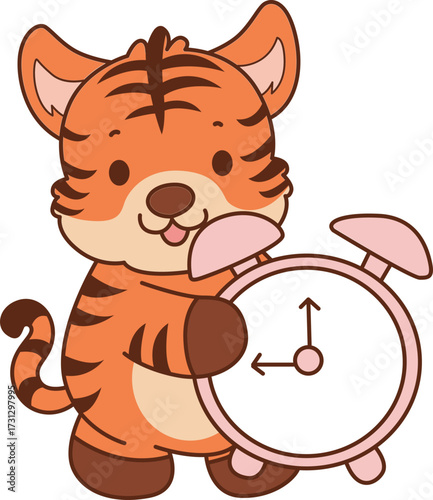 Illustrations of cute tiger character vector clip art for kids.