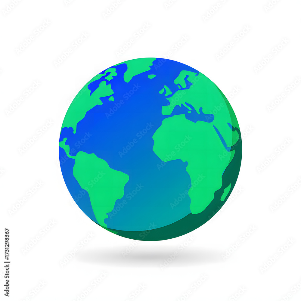 Fototapeta premium Stylized globe of earth with continents and oceans
