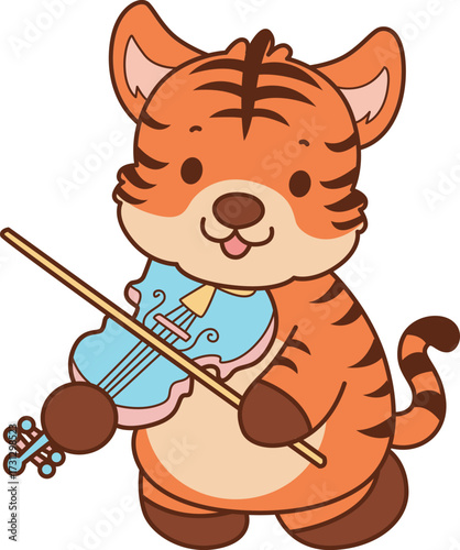 Illustrations of cute tiger character vector clip art for kids.