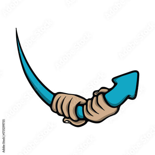 A hand gripping a falling arrow Cartoon Vector Illustration