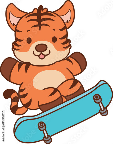 Illustrations of cute tiger character vector clip art for kids.
