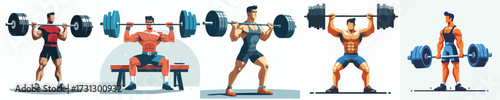 Bodybuilder Man Lifting Heavy Barbell Vector Illustration